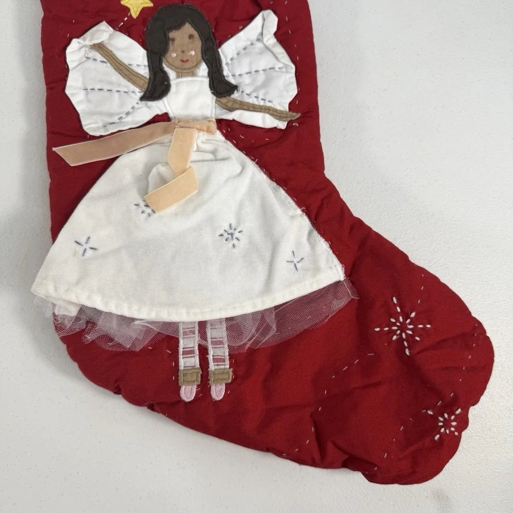 Pottery Barn Kids‎ Quilted Cotton Angel Gingham Christmas Name Jessica Stocking